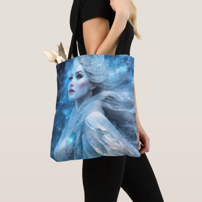 Ethereal Frozen Snow Queen Fantasy Art Tote Bag (Close Up)