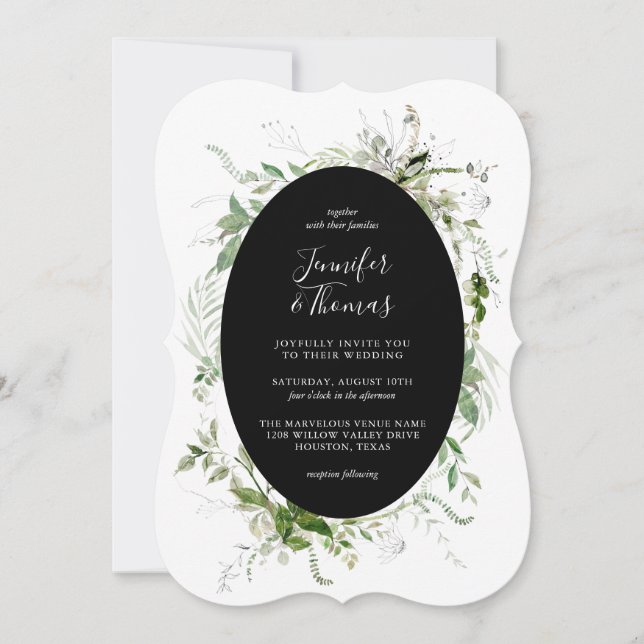 Ethereal Garden Greenery Botanical Wedding Invitation (Front)