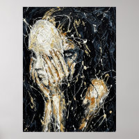 Ethereal Ghostly Face Abstract Dripping Art Black 