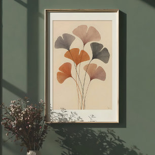 Ethereal Ginkgo Leaves Watercolor Poster