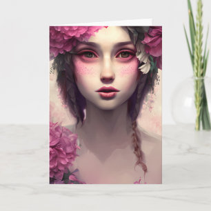 Ethereal Girl with Pink Freckles Card