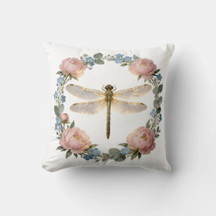 Ethereal Glow Dragonfly Art Cushion