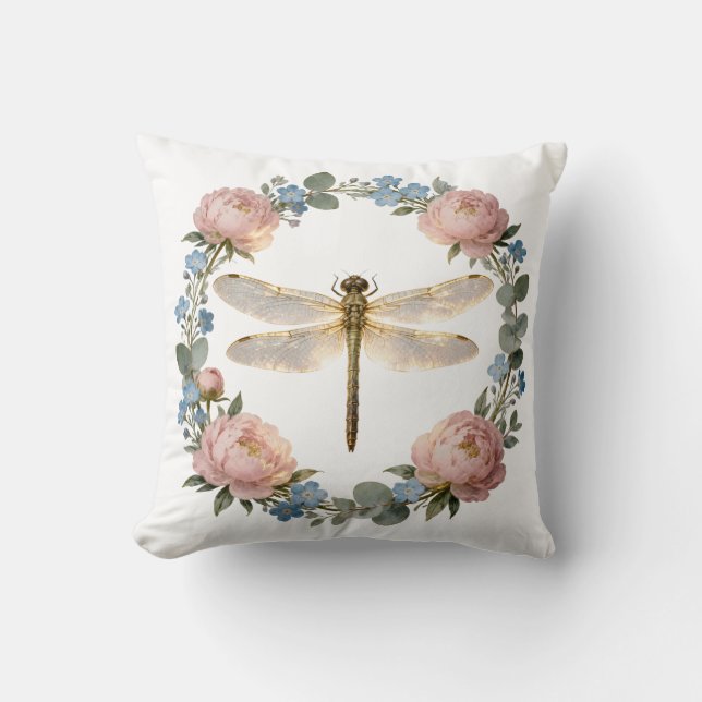 Ethereal Glow Dragonfly Art Cushion (Front)