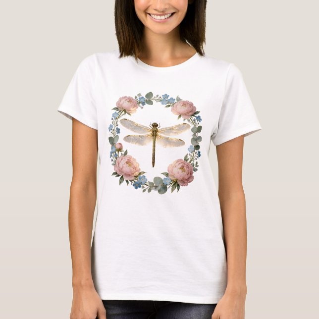 Ethereal Glow Dragonfly Art T-Shirt (Front)