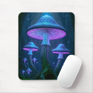 Ethereal Glowing Bioluminescent Forest Fungal Mouse Mat