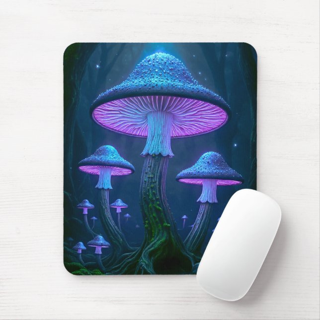 Ethereal Glowing Bioluminescent Forest Fungal Mouse Mat (With Mouse)