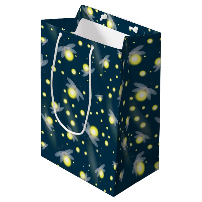 Ethereal Glowing Fireflies at Night Pattern Medium Gift Bag (Front Angled)