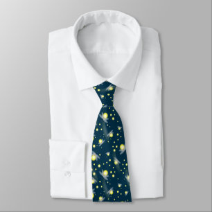 Ethereal Glowing Fireflies at Night Pattern Tie