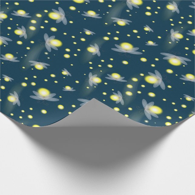 Ethereal Glowing Fireflies at Night Pattern Wrapping Paper (Corner)