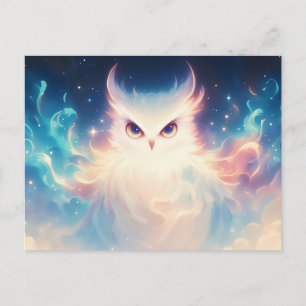 Ethereal Glowing Owl in Celestial Sky Postcard