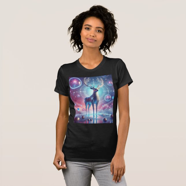 Ethereal Glowing Stag T-Shirt Design. (Front Full)