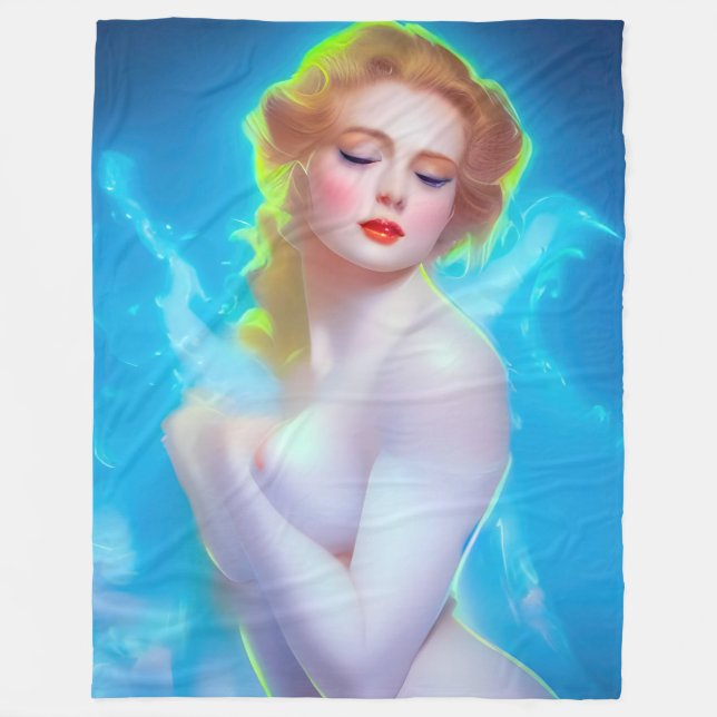 Ethereal Goddess Portrait – Surreal Fantasy Fleece Blanket (Front)