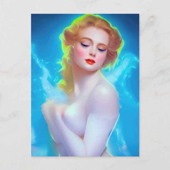 Ethereal Goddess Portrait – Surreal Fantasy Postcard (Front)