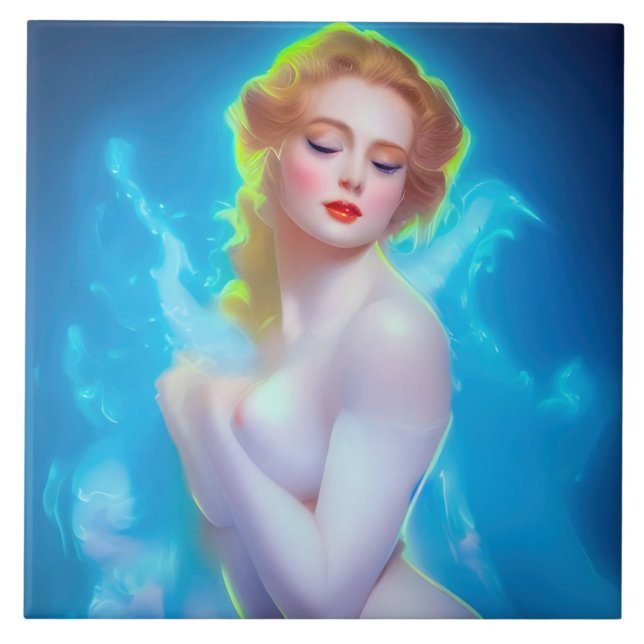 Ethereal Goddess Portrait – Surreal Fantasy Tile (Front)