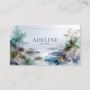 Ethereal Gold Dust Rocky Coast Abstract Landscape Business Card