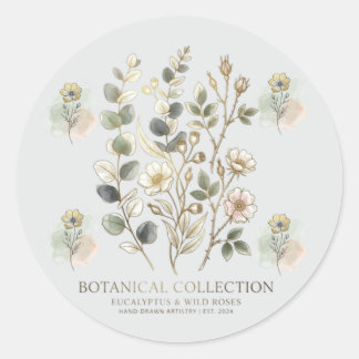 Ethereal Gold & Sage Botanical Collection Classic Round Sticker