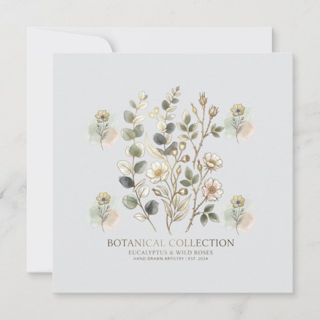 Ethereal Gold & Sage Botanical Collection Invitation (Front)