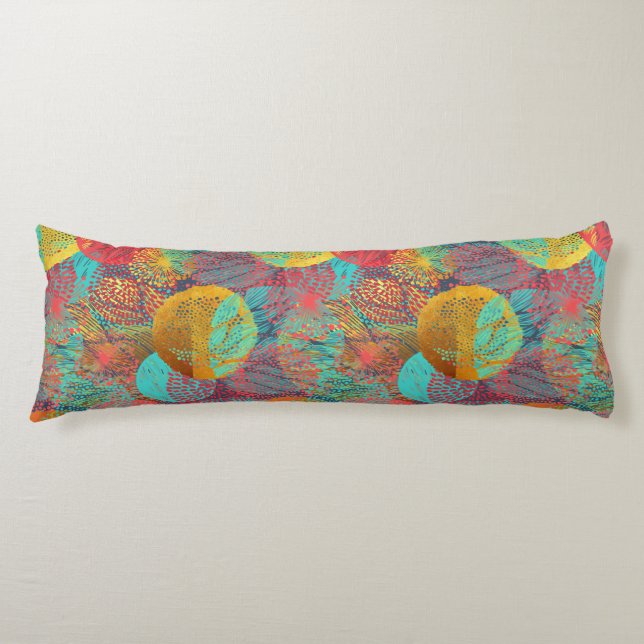 Ethereal Golden Blossoms - Seamless Floral Harmony Body Cushion (Front)