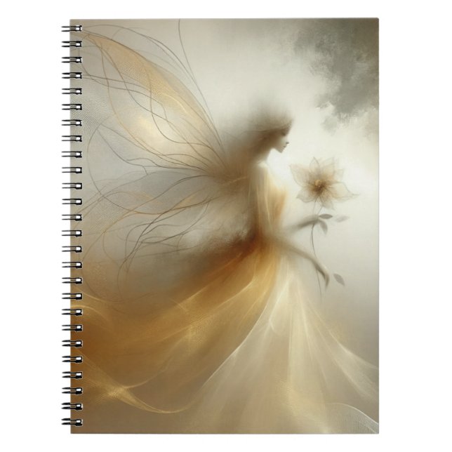 Ethereal Golden Fairy with Wispy Wings Notebook (Front)