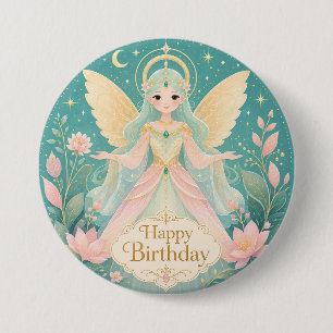 Ethereal Golden-Winged Fairy Angel 7.5 Cm Round Badge