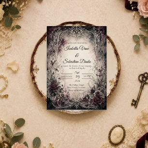 Ethereal Gothic Floral Wedding Invitation