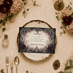 Ethereal Gothic Floral Wedding Thank You Card
