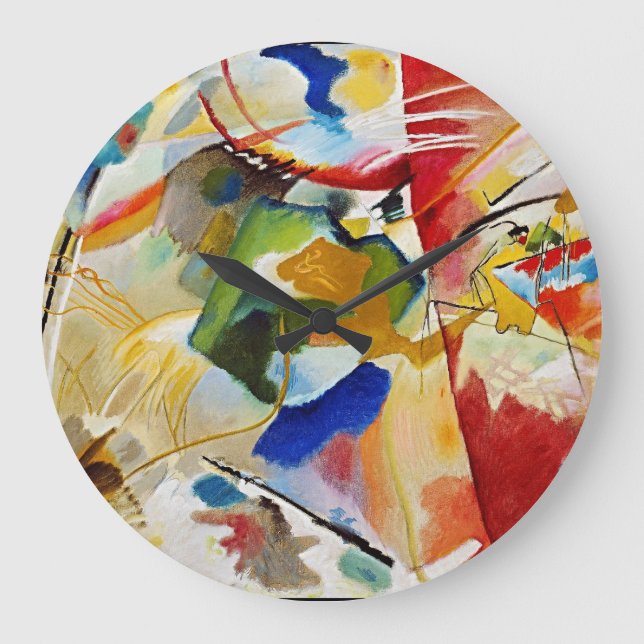 Ethereal Green Centre: A Kandinsky Masterpiece Large Clock (Front)