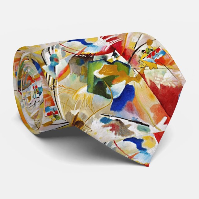 Ethereal Green Centre: A Kandinsky Masterpiece Tie (Rolled)