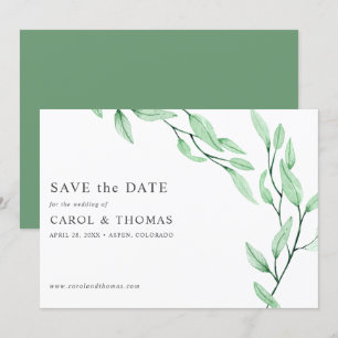 Ethereal Green chic botanical save the date Invitation