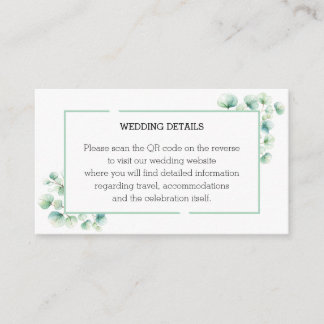 Ethereal Green Garden Inspired Leaves Wedding QR Enclosure Card
