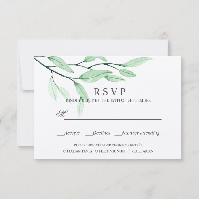 Ethereal Green | WEDDING RSVP MEAL CHOICE (Front)