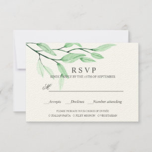 Ethereal Green   WEDDING RSVP MEAL CHOICE Card