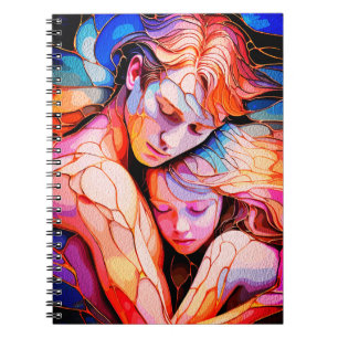 Ethereal Guardian Embrace – Fantasy Stained Glass Notebook