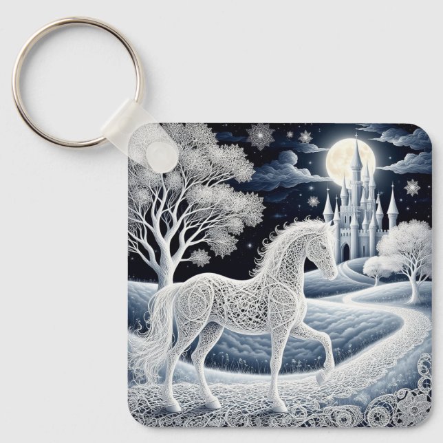 Ethereal Horse and Enchanted Castle Key Ring (Front)