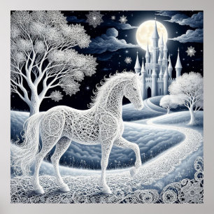 Ethereal Horse and Enchanted Castle Poster