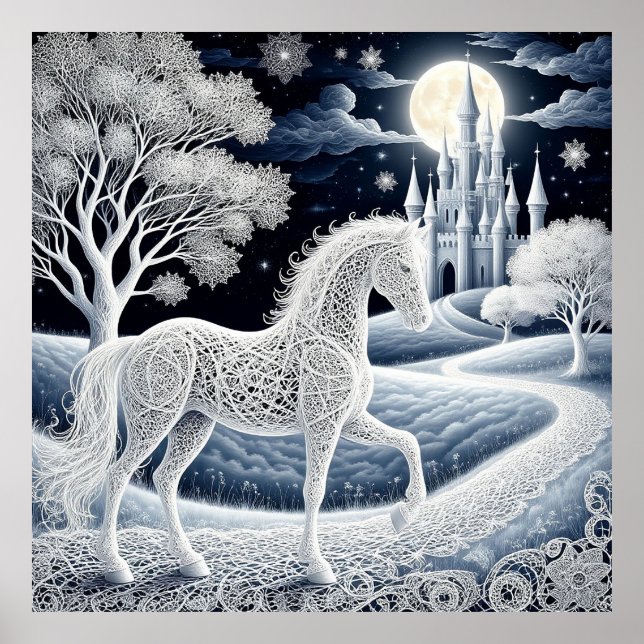 Ethereal Horse and Enchanted Castle Poster (Front)