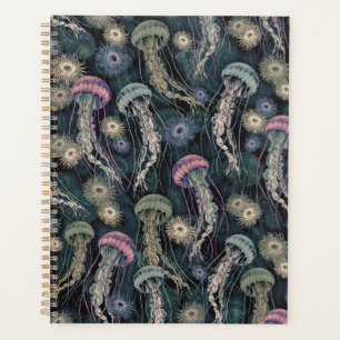 Ethereal Jellyfish and Anemones in Teal and Pink Planner