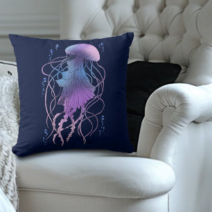 Ethereal Jellyfish Violet Blue Cushion