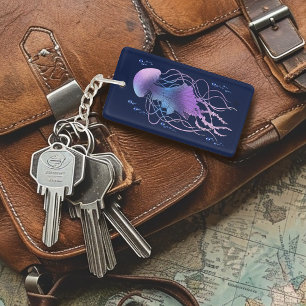 Ethereal Jellyfish Violet Blue Key Ring