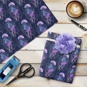 Ethereal Jellyfish Violet Blue Wrapping Paper