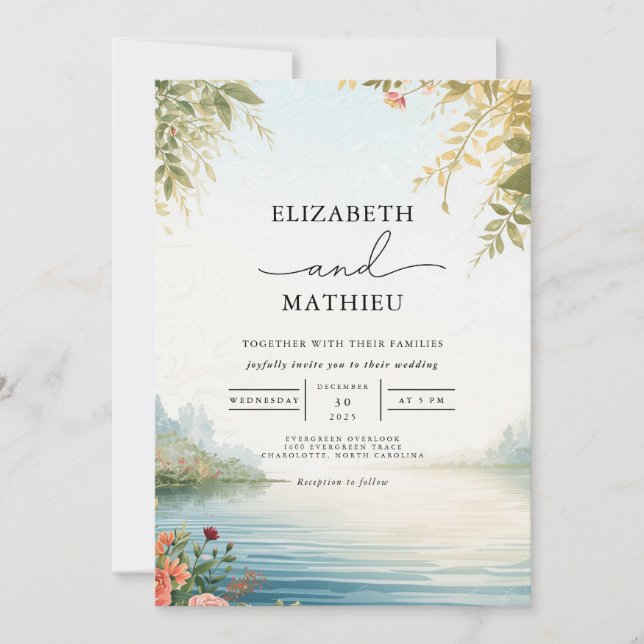 Ethereal Landscape Floral Wedding Invitation (Front)