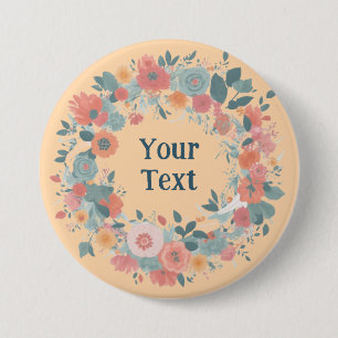 Ethereal Light Pink Flower Wreath Lapel Emblem 7.5 Cm Round Badge
