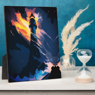 Ethereal Lighthouse – Dramatic Seascape Plaque