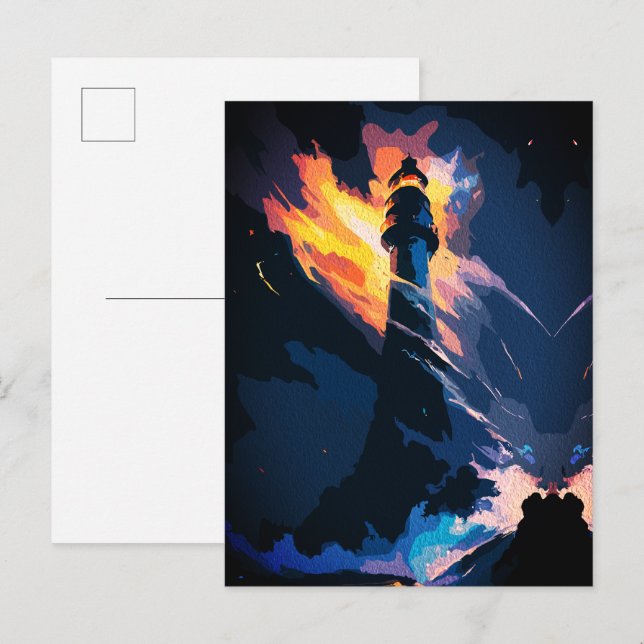 Ethereal Lighthouse – Dramatic Seascape Postcard (Front/Back)