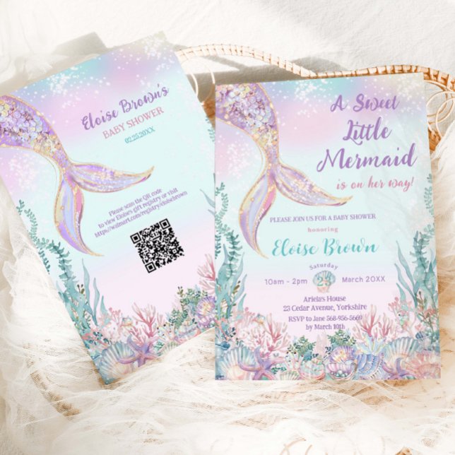 Ethereal Little Mermaid Girl Baby Shower Invitation (Creator Uploaded)
