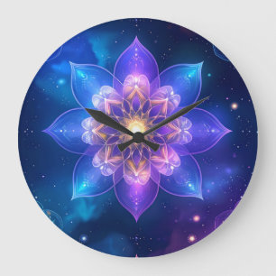 Ethereal Lotus Cosmic Glow Wall Clock