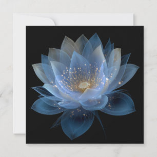 Ethereal Lotus Flower - Blue Black Floral Invitation