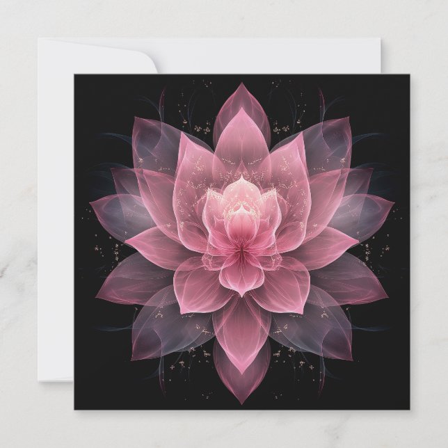 Ethereal Lotus Flower - Light Pink Black Floral Invitation (Front)