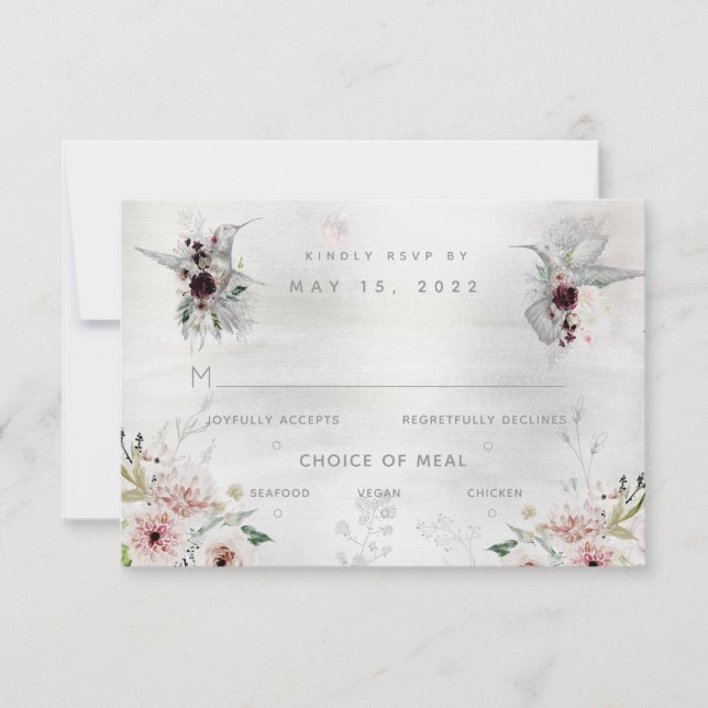 Ethereal Love Wedding 3 Meal Choice RSVP Card (Front)