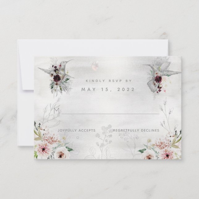 Ethereal Love Wedding No Meal Choice RSVP Card (Front)